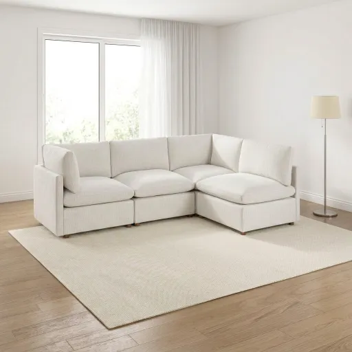 Beige Chenille Modular Corner Seat 3