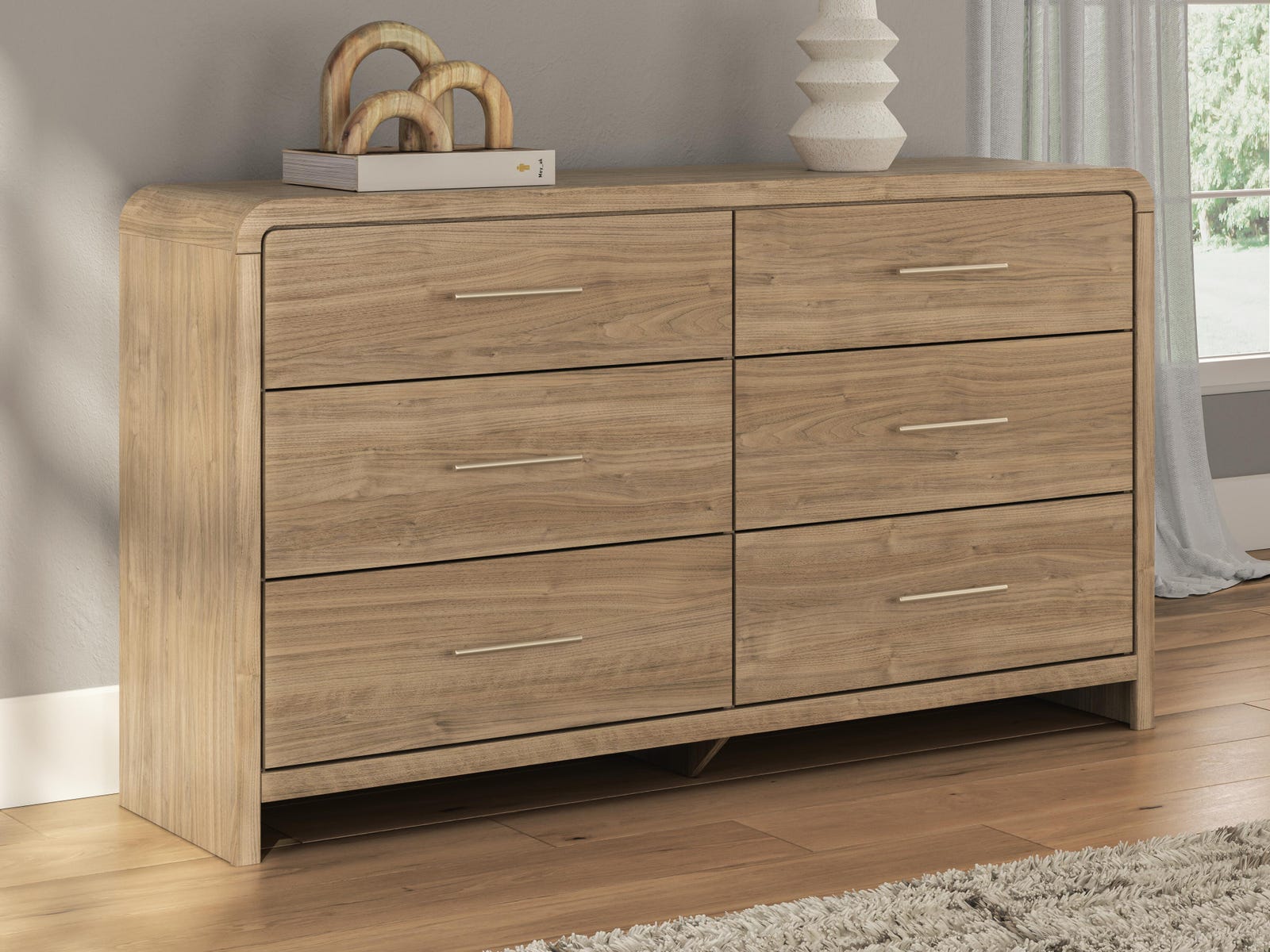 Curved Edge Natural Walnut Dresser 2