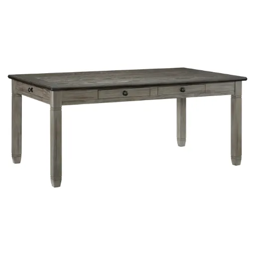 Grey 72" Farmhouse Dining Table with 6 Drawers 4