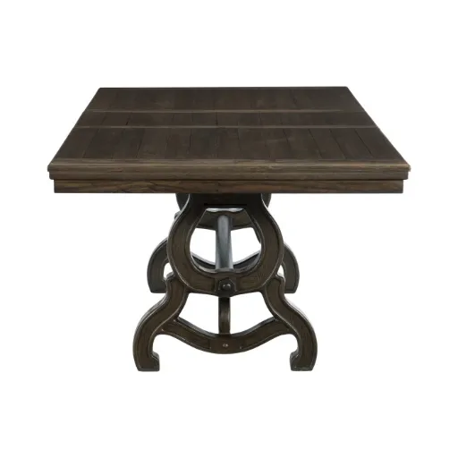 Brown Pine Extendable Trestle Dining Table 3