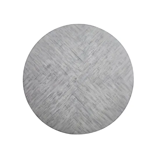 Round Grey Starburst Wood Dining Table with Black Metal Base 2