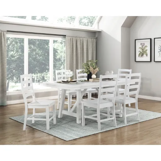 Redmond White Oak Veneer Farmhouse Dining Table 3