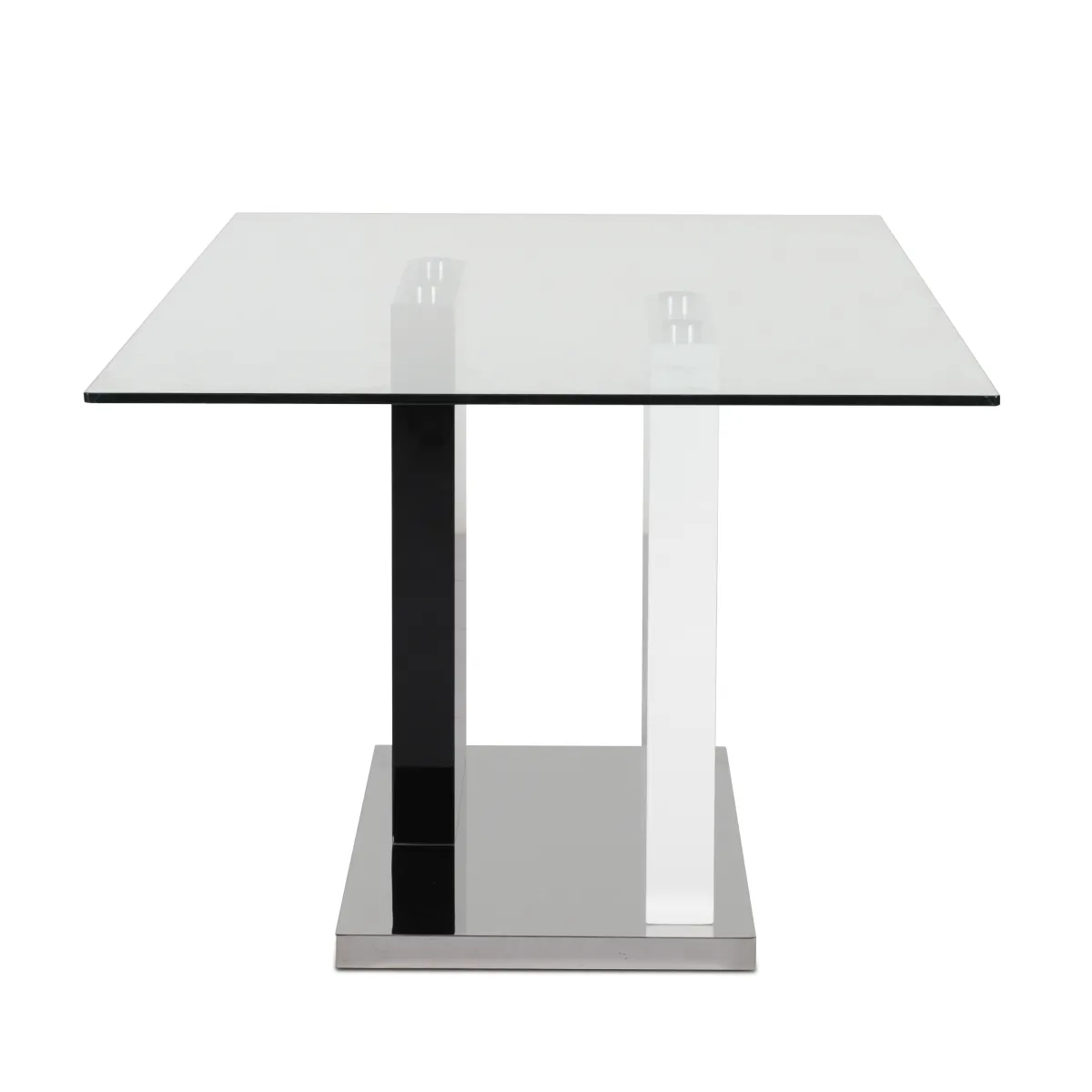 Modern Glass Dining Table with Two-Tone Steel Base 3