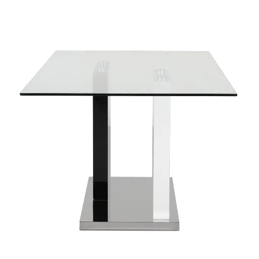 Modern Glass Dining Table with Two-Tone Steel Base 3