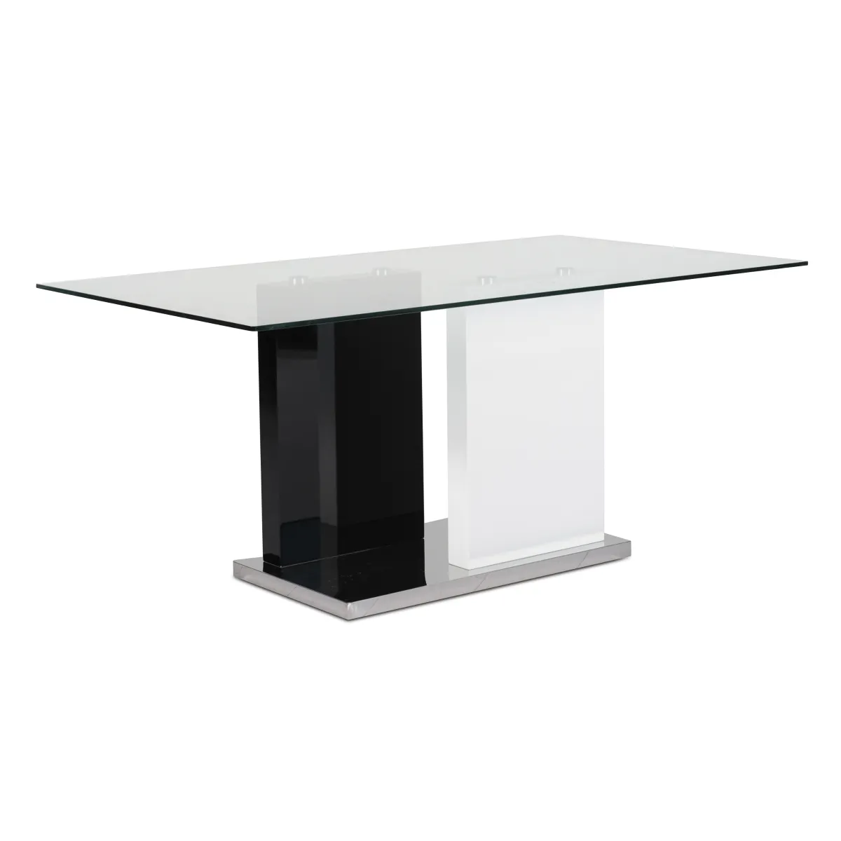 Modern Glass Dining Table with Two-Tone Steel Base 4