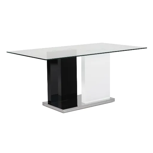 Modern Glass Dining Table with Two-Tone Steel Base 4