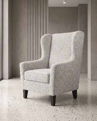 Hydrangea Grey Floral Wingback Accent Chair 2