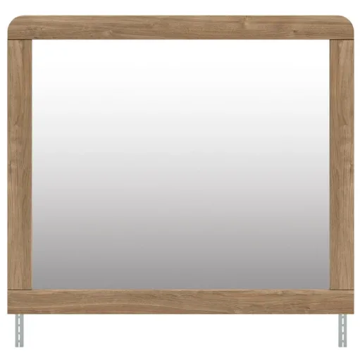 Curved Edge Natural Walnut Mirror 2