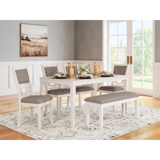 Charlevoix White 6-Piece Dining Set with Bench 3
