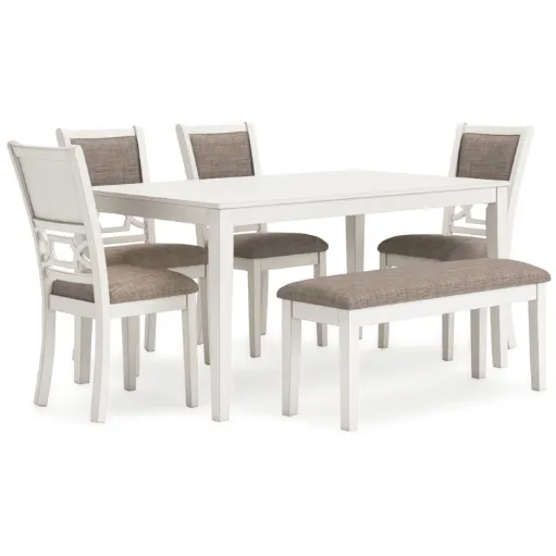 Charlevoix White 6-Piece Dining Set with Bench 6