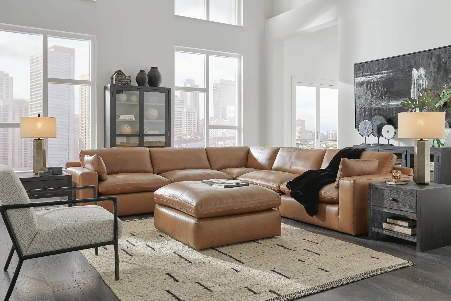 Emilia 5-Piece Leather Modular Sectional 3