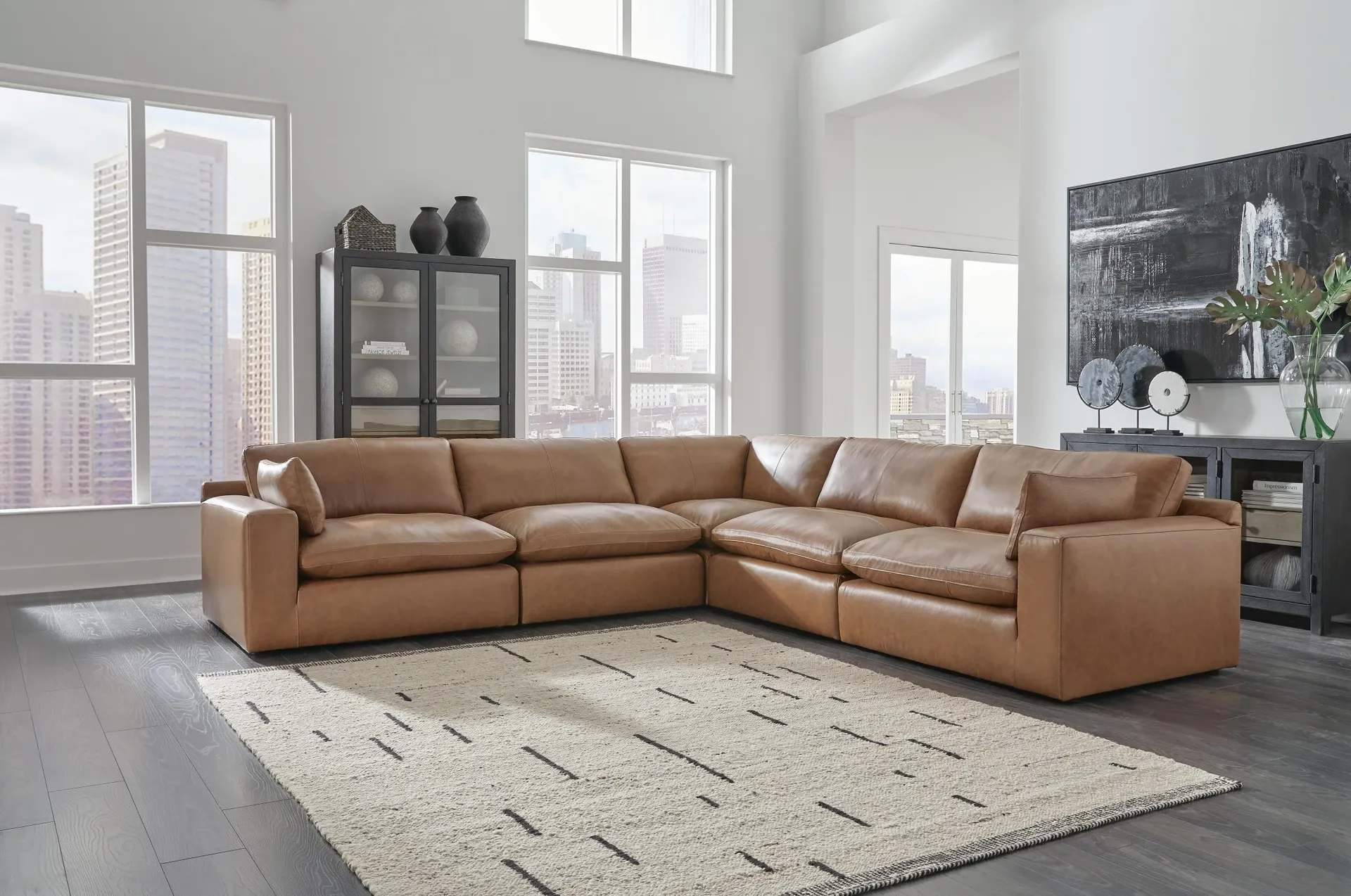 Emilia 5-Piece Leather Modular Sectional 4