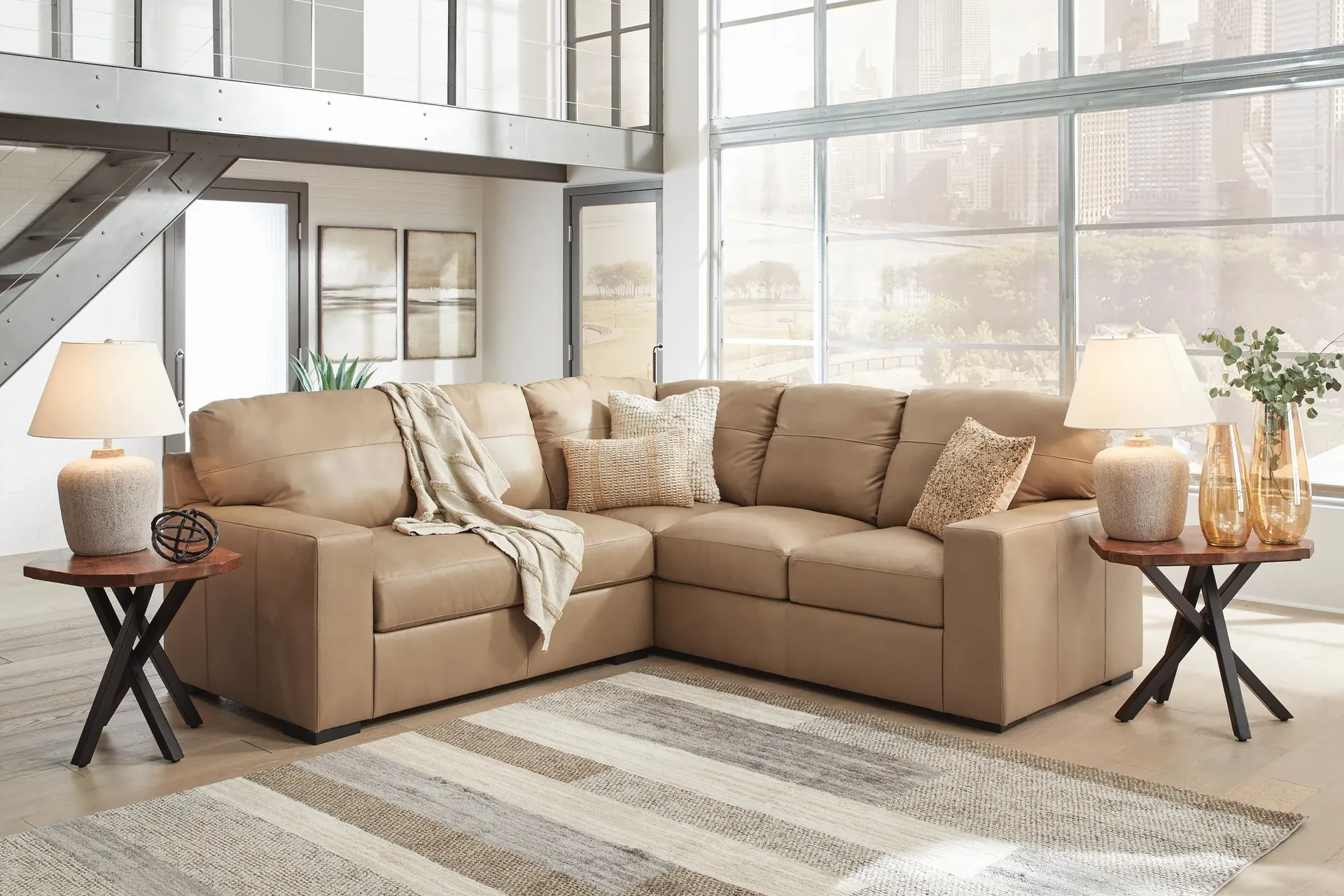 Bandon 2-Piece Top-Grain Leather L-Shaped Sectional 2
