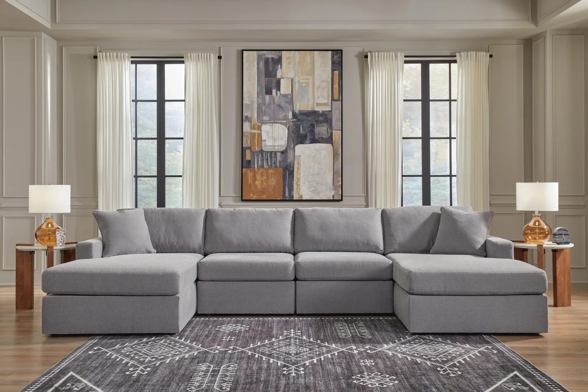 Modmax 4-Piece Modular Double Chaise Sectional in Next-Gen Nuvella Performance Fabric 2