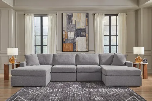 Modmax 4-Piece Modular Double Chaise Sectional in Next-Gen Nuvella Performance Fabric 2