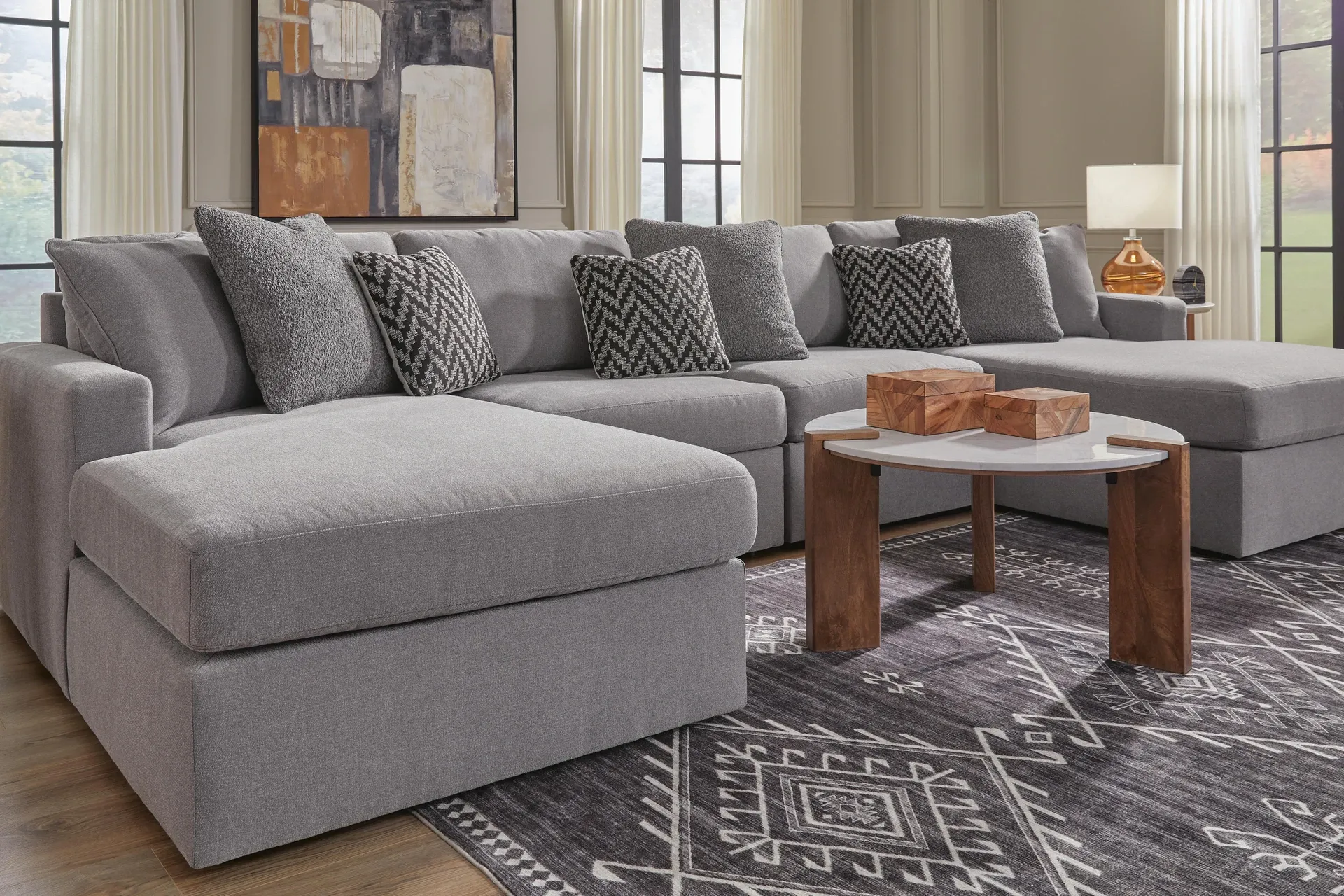 Modmax 4-Piece Modular Double Chaise Sectional in Next-Gen Nuvella Performance Fabric 5