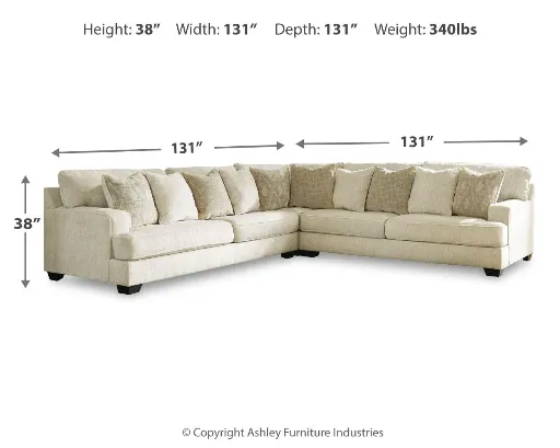 Rawcliffe Parchment 3-Piece Sectional 5