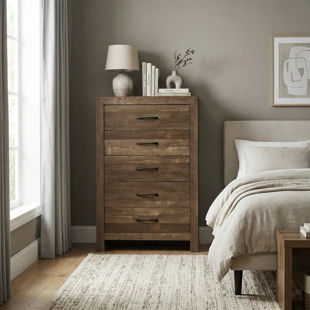 Corbin Rustic Brown 5-Drawer Chest 3