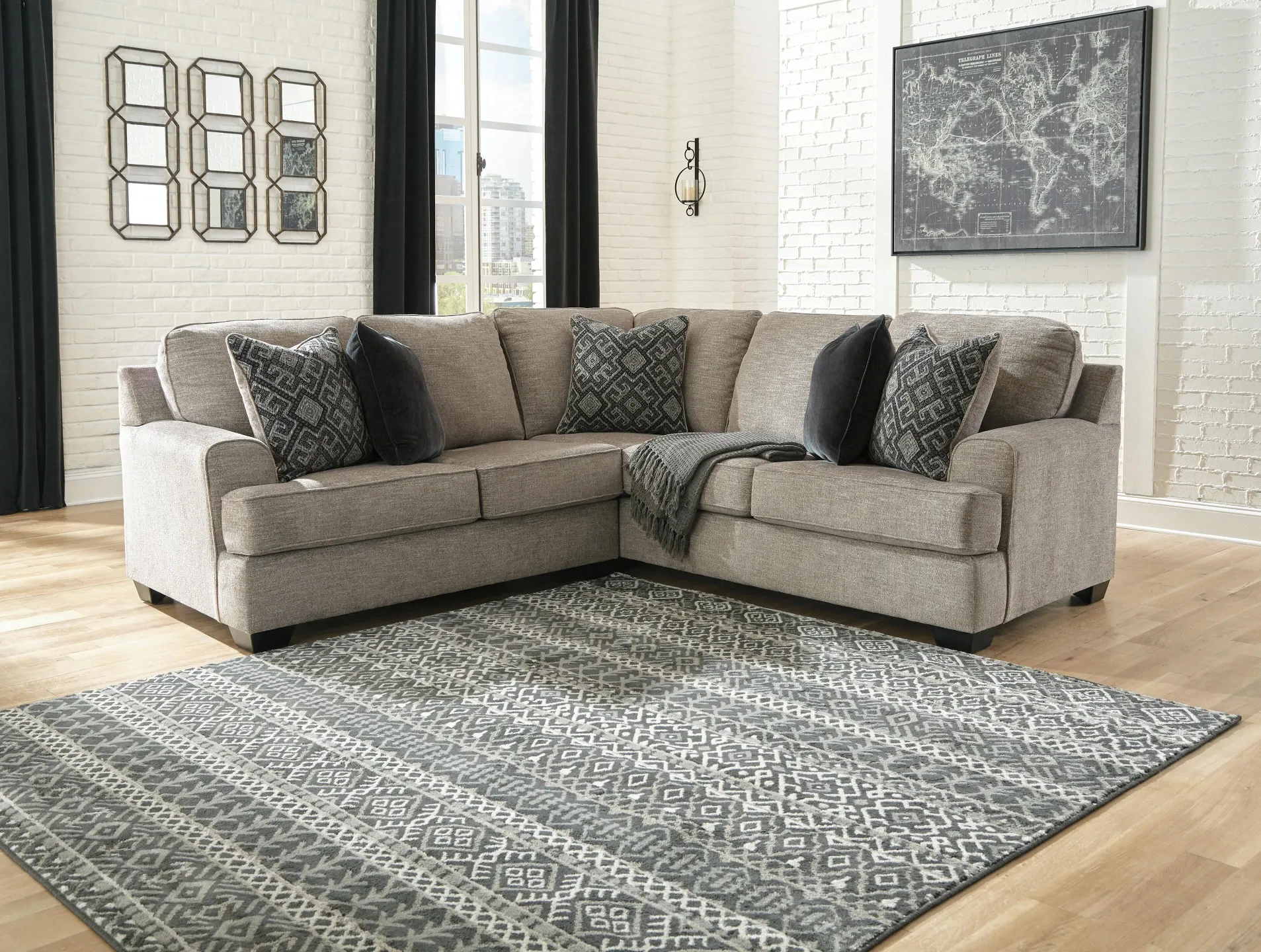 Bovarian Stone 2-Piece Chenille Sectional 2