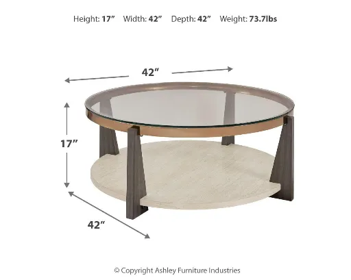 Frazwa Coffee Table with Faux Travertine Shelf and Casters 4