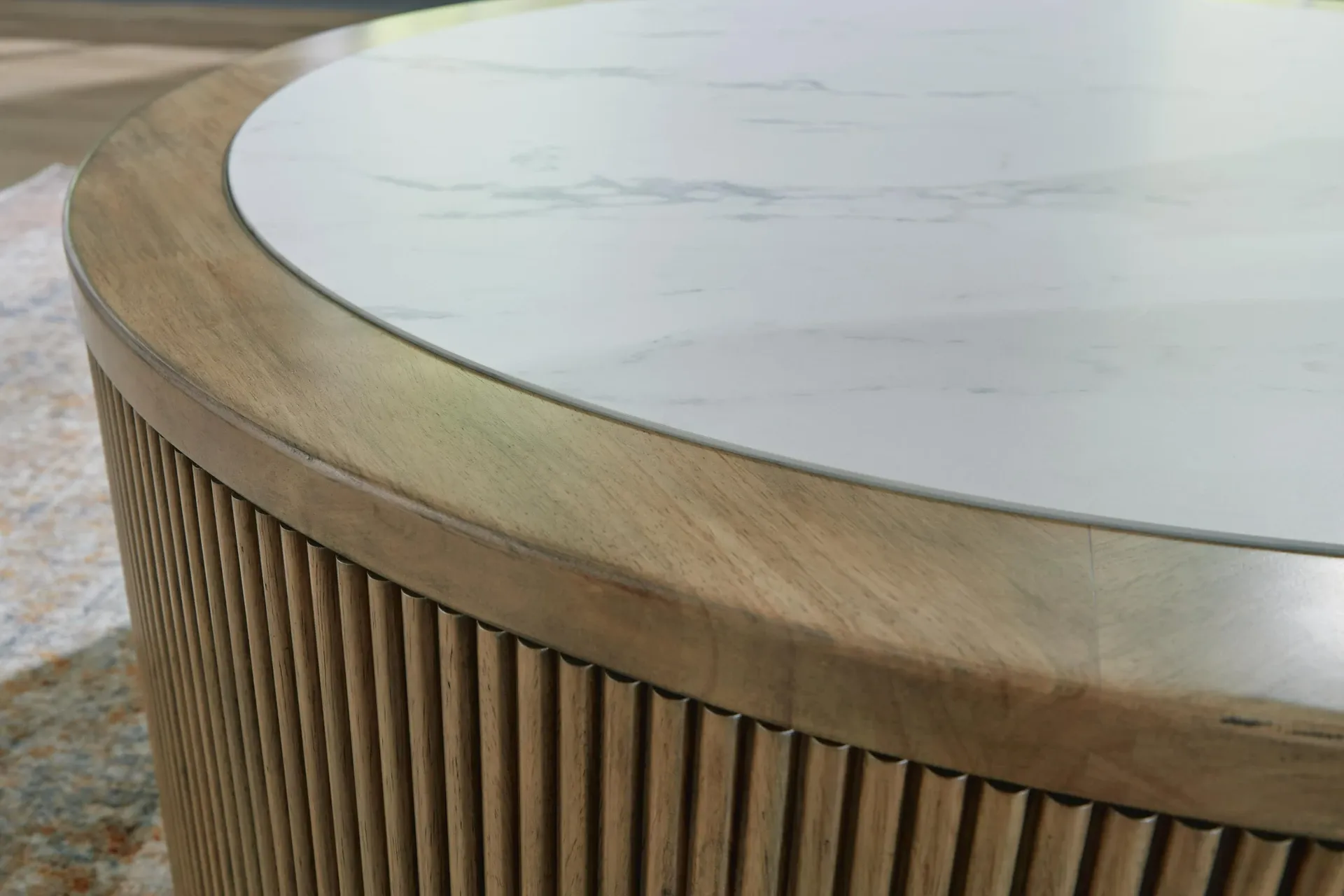 Camdill Faux Marble Top Coffee Table with Reeded Base 5