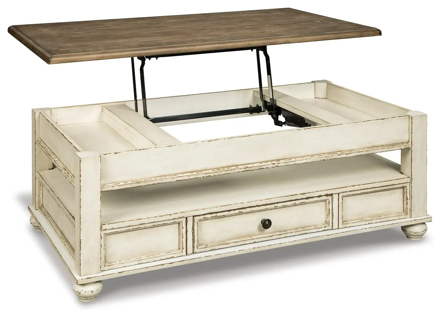 Realyn Two-Tone Lift-Top Coffee Table with Drawer and Shelf 3