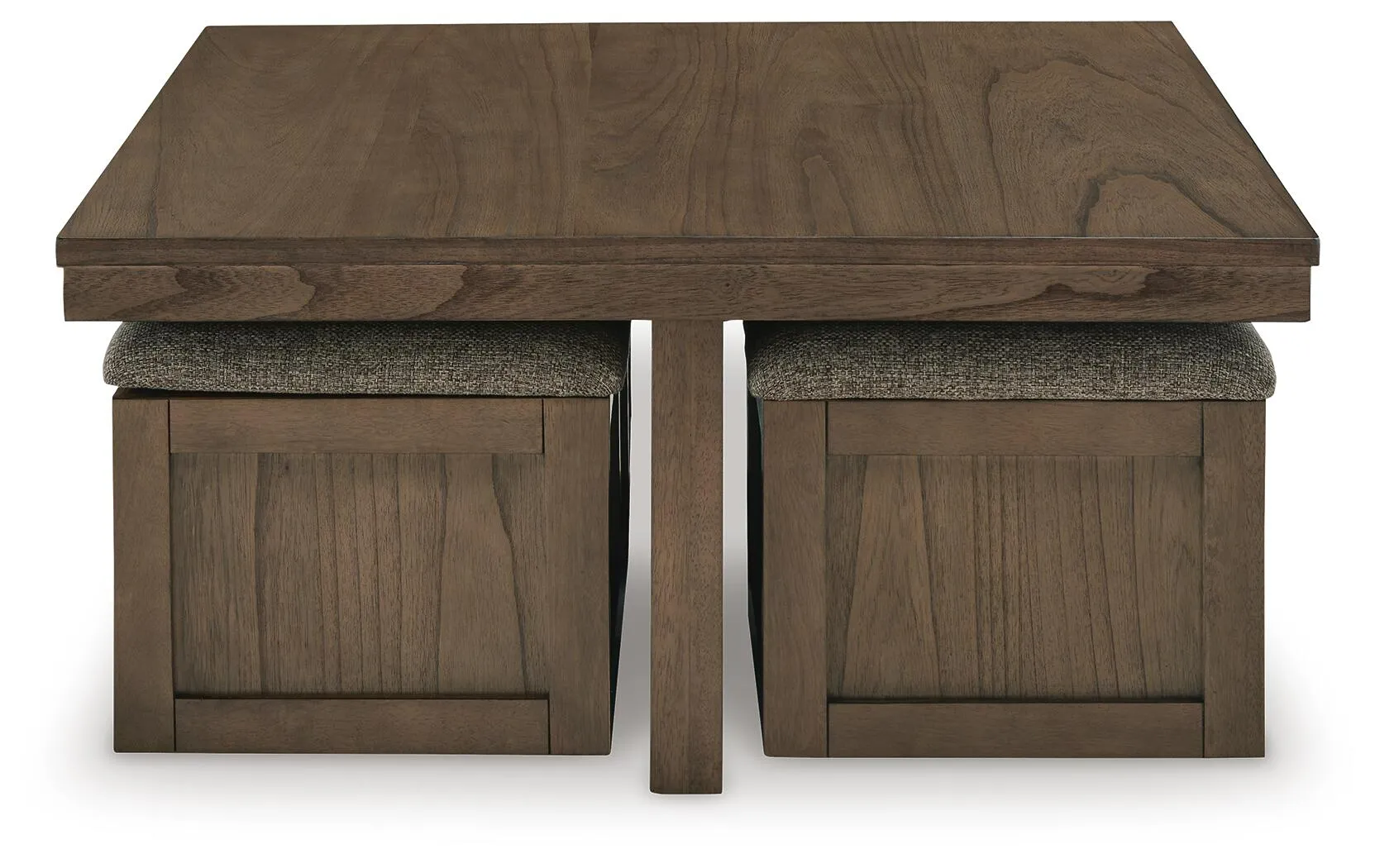 Boardernest Light Brown Coffee Table with 4 Storage Stools 8