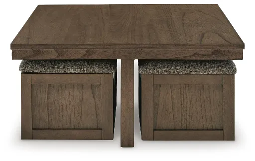 Boardernest Light Brown Coffee Table with 4 Storage Stools 8