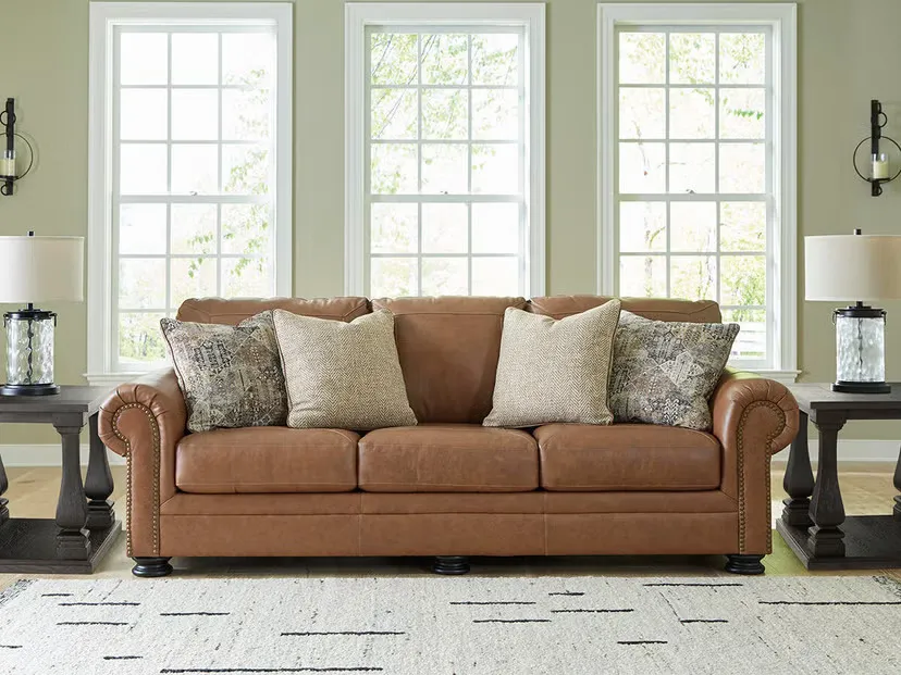 Carianna Leather Sofa with Nailhead Trim view 1