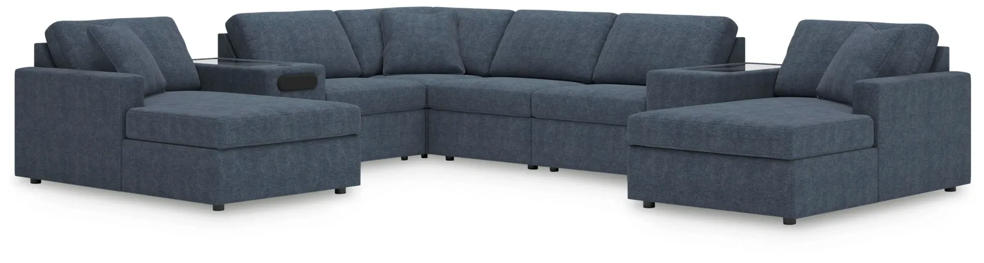 Modmax 8-Piece Modular Double Chaise Sectional with Audio and Storage Consoles 7