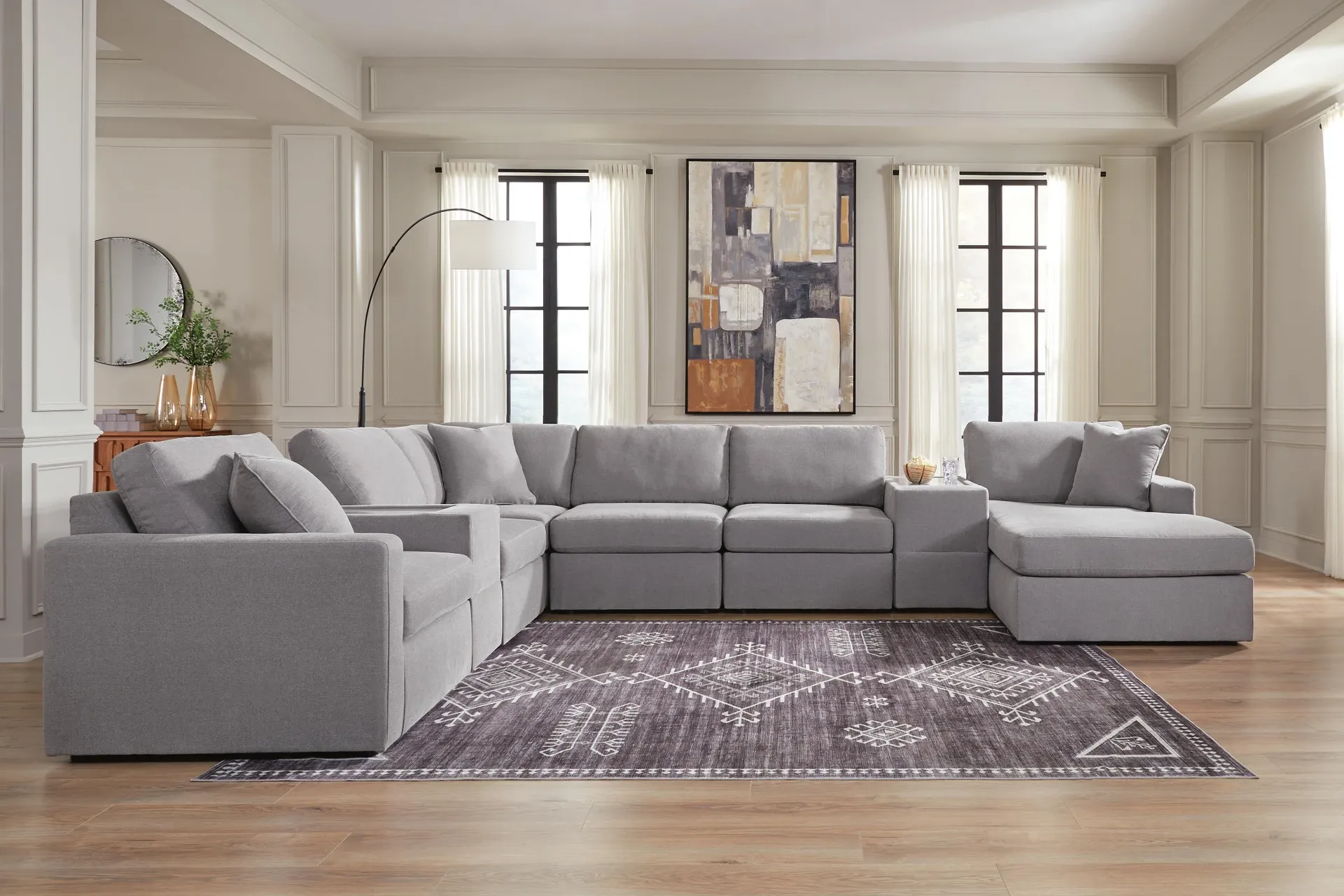 Modmax 8-Piece Performance Fabric Modular Sectional with Chaise and Storage Consoles 2
