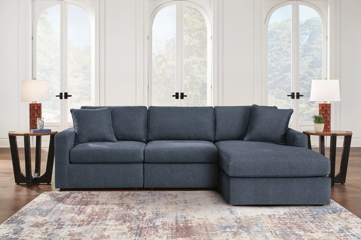 Modmax 3-Piece Next-Gen Nuvella Performance Fabric Modular Sofa Chaise 5
