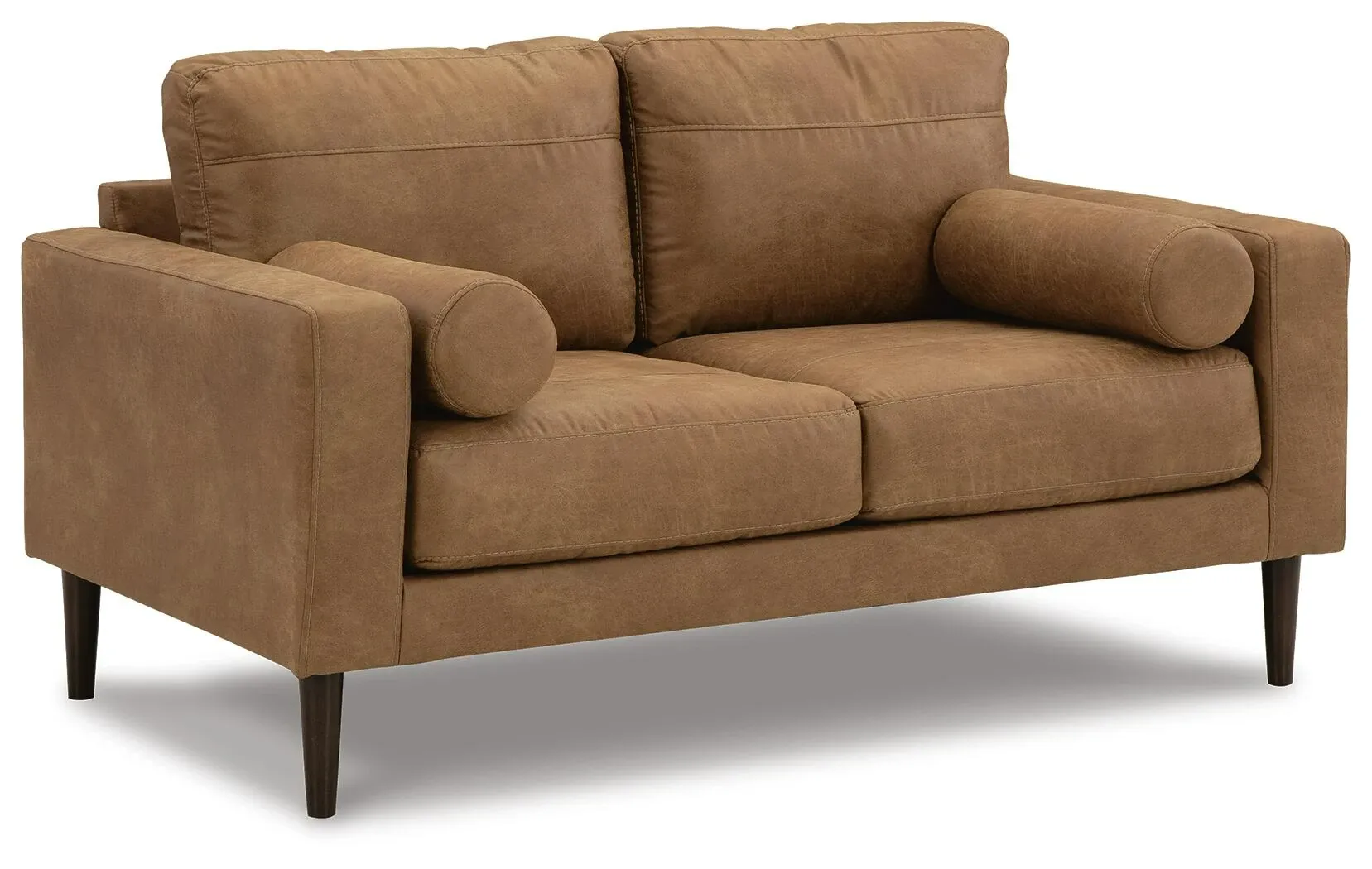 Telora Caramel Leatherette Loveseat 3
