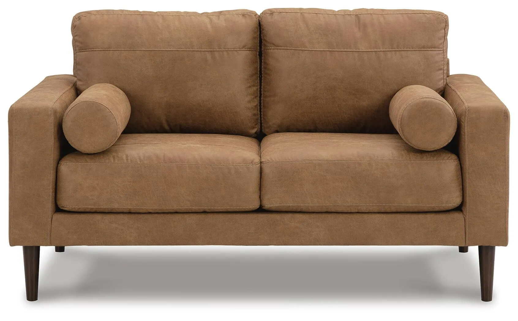 Telora Caramel Leatherette Loveseat 4