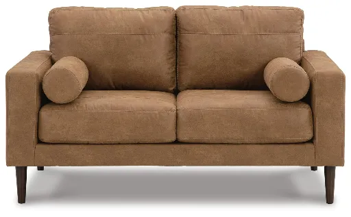 Telora Caramel Leatherette Loveseat 4