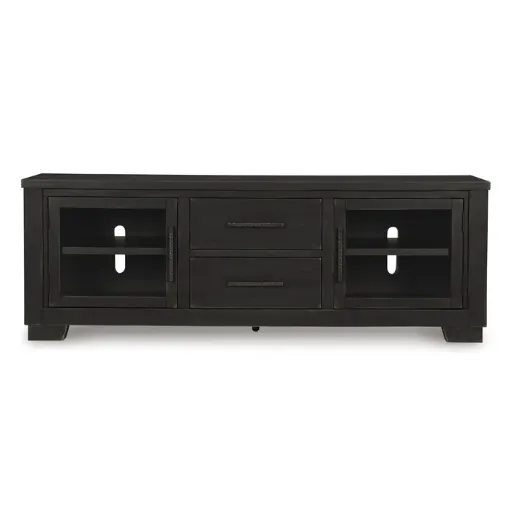 Galliden 80" Worn Black TV Stand with Drawers 5