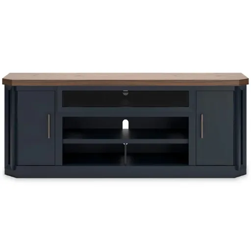 Landocken 83" Slate Blue TV Stand with Wood-Tone Top 5