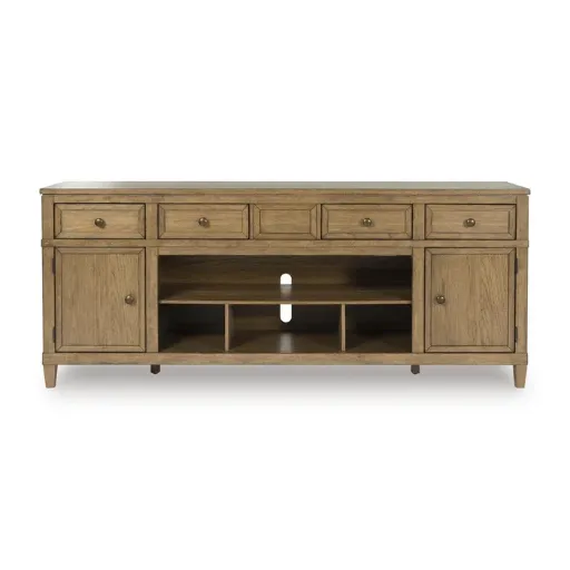 Sharlance Light Brown 81" TV Stand with Drawers 4