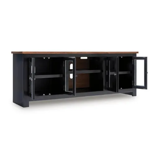 Wildenauer 76" TV Stand with Glass Door Cabinets 5