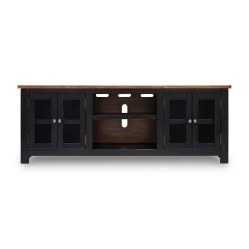 Wildenauer 76" TV Stand with Glass Door Cabinets 7