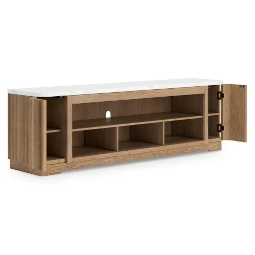 Camdill 80" Faux Marble Top TV Stand with Adjustable Shelves 6