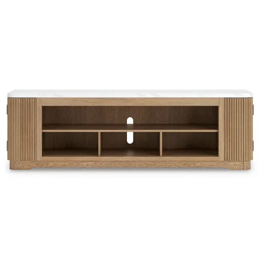 Camdill 80" Faux Marble Top TV Stand with Adjustable Shelves 7