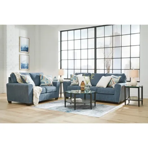 Cashton Loveseat with Crosshatched Upholstery 4