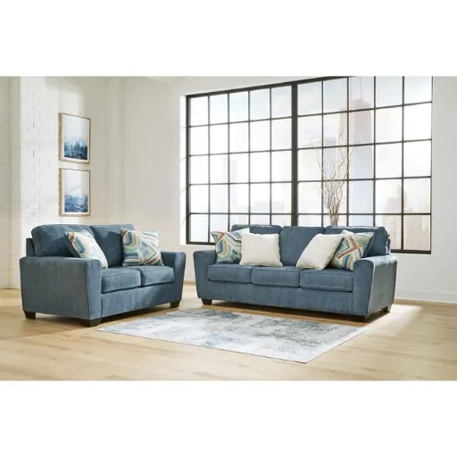 Cashton Loveseat with Crosshatched Upholstery 5
