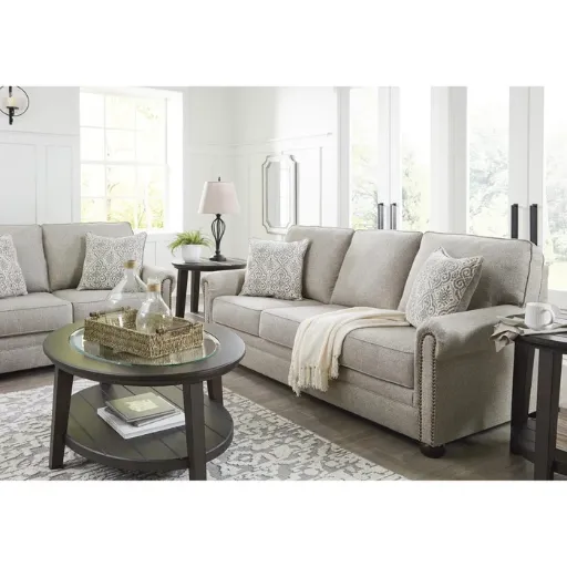 Gaelon Herringbone Loveseat with Nailhead Trim 4