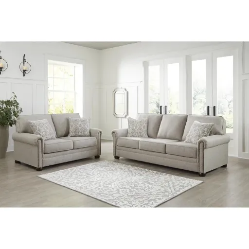 Gaelon Herringbone Loveseat with Nailhead Trim 7