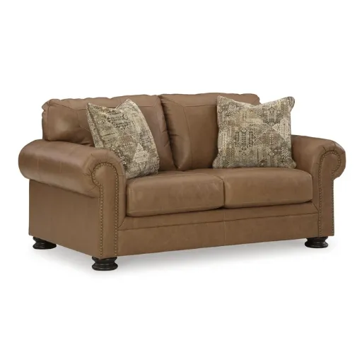 Carianna Leather Loveseat with Nailhead Trim 7