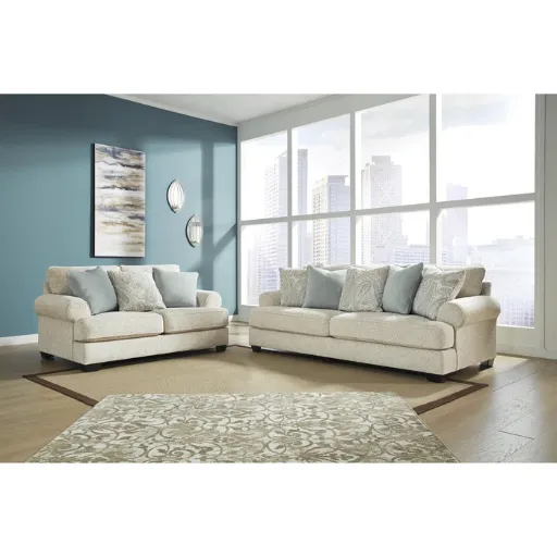 Monaghan Sandstone Beige Chenille Loveseat 6
