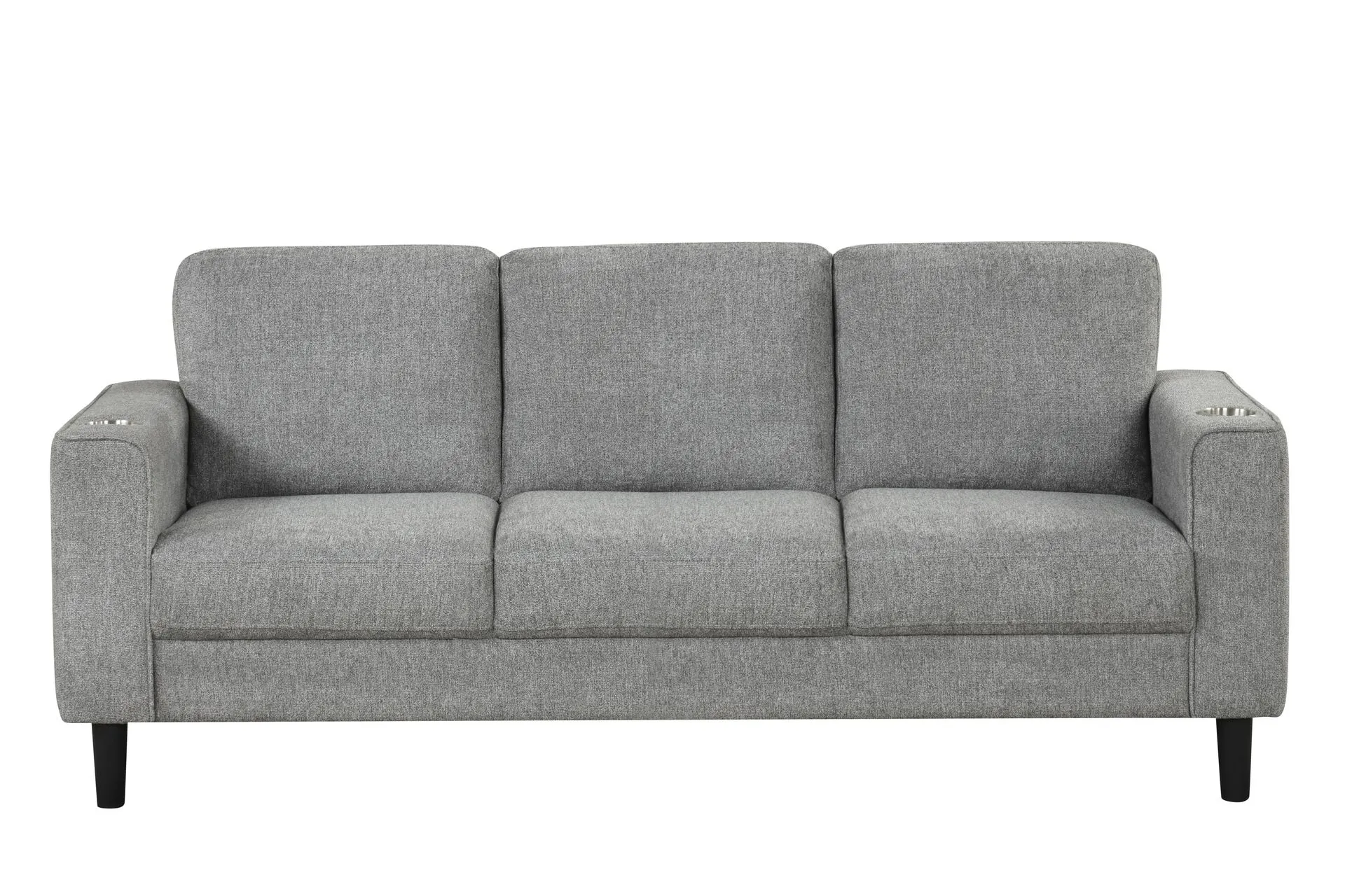 Sierra Grey Tailored Modern Accent Armchair with Cup Holders 2