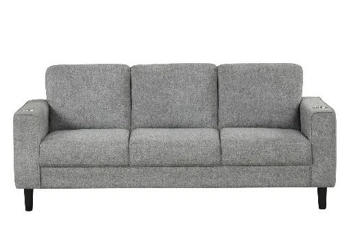 Sierra Grey Tailored Modern Accent Armchair with Cup Holders 2